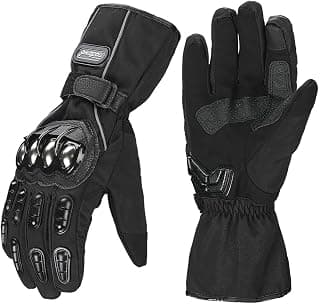 ILM Alloy Steel Motorcycle Riding Gloves Warm Waterproof Windproof for Winter Use (L, BLACK(WINTER))