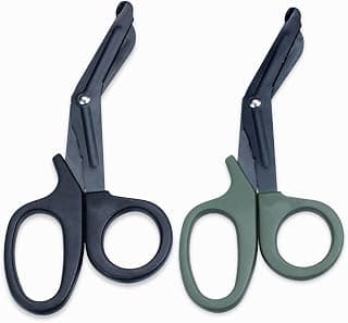 Medical Shears,EFORCAR Trauma Bandage Scissors,EMT Paramedics Nurses First aid Sharp Stainless Steel Saw Tooth Black Green Scissors,(2 Pack)