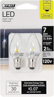 Feit Electric BPC7/LED Three LED Night Light Bulb with Candelabra Base, Clear, 2 Pack