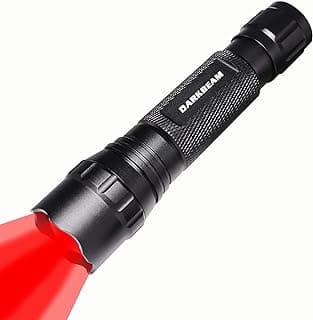 DARKBEAM Tactical Red Light LED Flashlight Rechargeable Red Torch Zoomable Portable Red Flashlights Handheld Red-Light Water & Shock Resistant for Fishing Hunting Detector Astrophotography