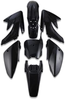 CLEO Plastic Fender Fairing Body Work Kit Set，Plastic Body Fender Kit 7 piece for CRF70 Chinese Mini Dirt Bikes(black)