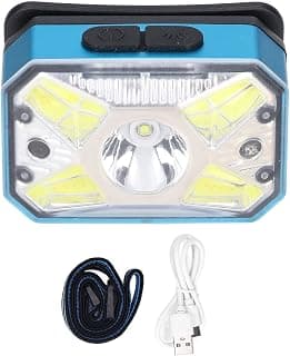 LED Headlight USB Charging Outdoor COB Induction Head Lamp 7 Lighting Modes Waterproof Head Lights Flashlight with White Red Light for Night Running Hiking(Blue)