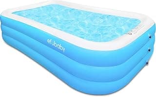 Inflatable Swimming Pool efubaby 120" X 72" X 22" Blow up Full Sized Inflatable Pool for Adults Toddler Kids Age 3 + And Family - Backyard Kiddie Pool Light Blue