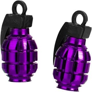 2pcs Bicycle Metal Grenade Shaped Tyre Valve Caps - Purple, Universal Fit for Car, Motorcycle, Bike