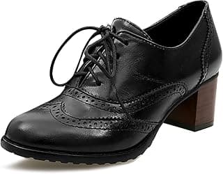 Women's Classic T-Strap Mid Heel Mary Jane Pumps Round Toe Oxfords Dress Shoes