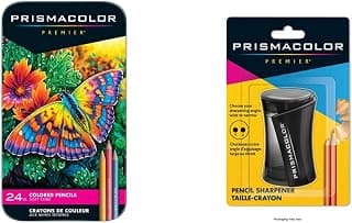 PRISMACOLOR Premier Colored, Assorted Colors,Box of 24 & Sanford 1786520 Pencils Premier Pencil Sharpener (VE99016)