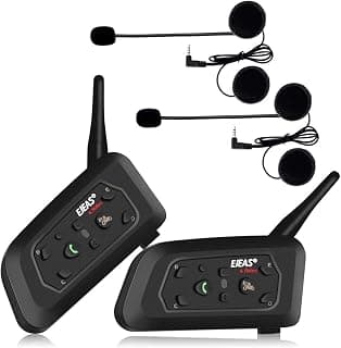 2 Pack V6 Pro Motorcycle Helmet Intercom Bluetooth Headset for 6 Motorcyclists, Wireless Motorcycle Intercom Communicator for Helmets, 1200m Intercom Communication Range, Waterproof IP65
