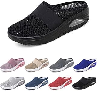Air Cushion Slip-on Walking Shoes Orthopedic Diabetic Walking Shoes,Womens Breathable Platform Orthopedic Shoes with Arch Support, Womens Mule Sneakers