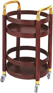 Storage Cart Solid Wood Beauty Trolley,Two Layers Assembly Hotel Specific Trolley Wine Cart,Load 50 Kg Wood Color