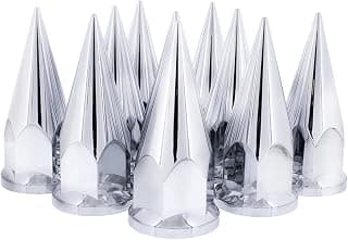 United Pacific 10570 33mm x 4 7/8” Chrome Plastic Super Spike Push-On Nut Covers, 33mm Push-on Lug Nut Fitting, Truck Accessories - Pack of 10