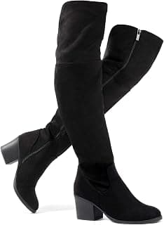 Women's Knee High Boots Suede Chunky Heel Side Zipper Fashion Boots Stretch Winter Long Boot