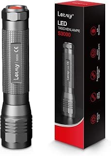 LETMY High-Powered LED Tactical Flashlight S3000, Brightest High Lumen Flash Light, IP67 Waterproof Pocket Handheld Flashlight with 3 Modes and Zoomable for Camping, Emergency, Hiking, Outdoor