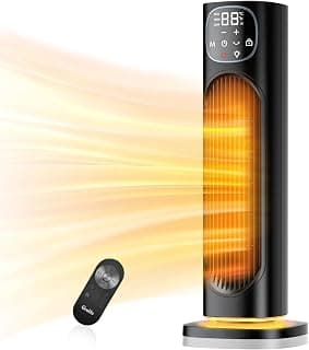 Grelife 24" Space Heater, 75° Oscillating Electric Heater with Night Light, Remote, Overheat & Tip-over Protection, ECO Mode, 12H Timer, Thermostat, 1500W Portable Heater for Indoor Use, Office, Home