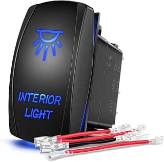 Nilight 90002B Interior Light Rocker Switch LED Light Bar 5Pin Laser On/Off LED Light 20A/12V 10A/24V Switch Jumper Wires Set for Jeep Boat Trucks,2 Years Warranty