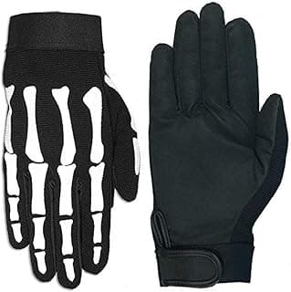 Hot Leathers Skeleton Mechanic Gloves (Black, Large)