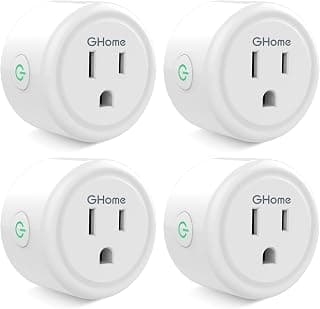 GHome Mini Smart Plug, WiFi Plugs Works with Alexa and Google Home,2.4G Wi-Fi Outlet Socket with Surge Protector Timer Schedule Function, No Hub Required, ETL FCC Certified,10A 1200W,4 Pack