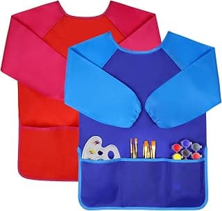 Jolik Kids Art Smocks Children Waterproof Artist Painting Aprons with Long Sleeve and 3 Pockets