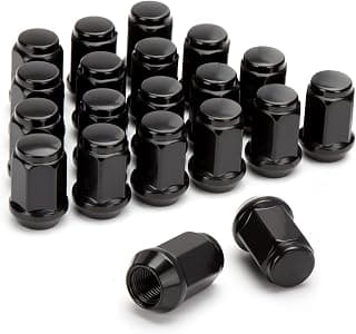 1/2-20 Black Wheel Lug Nuts, Dynofit 20pcs 1/2x20 Hex 60 Degree Steel Conical Lugnuts for Aftermarket Tuner Durango Journey Viper XJ KJ KK CJ Commander XK ZJ WJ WK Liberty TJ JK Explorer