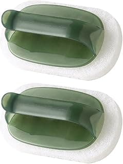 Countertop Cleaning Brush 2pcs Dish Cleaning Brush with Ergonomic Handle Reusable Sponge Kitchen Pot Cleaner Dust Brush Green