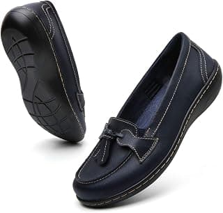 Loafers for Women Slip On Leather Comfort Rubber Sole Flats Shoes