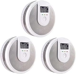 Carbon Monoxide Detector, Carbon Monoxide and Smoke Detector, Combination Carbon Monoxide Detector Battery Powered with LCD Display and Voice Warning Alarm