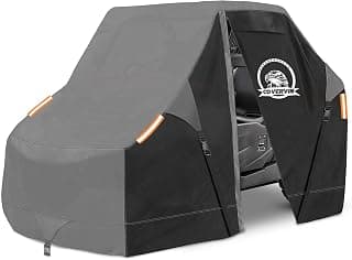 COVERVIN UTV Cover with Heavy Duty Black Grey Waterproof Oxford Cloth Material Protects UTV from Rain, Hail Dust Snow and Sun with Zip Vents Triangular Straps 2-3 seats for Polaris RZR Can-Am Yamaha Honda Kawasaki (XXL 134")