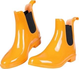 Women's Short Ankle Rain Boots Lightweight Chelsea Rain Boots Rubber Waterproof Booties