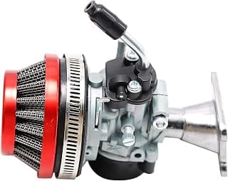 Vkinman Racing Carburetor Power Jet Carburetor with Air Filter 58MM for 2 Stroke Engine Motorized Bicycle ATV 49cc 50cc 60cc 80cc (Red)