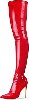 Women's Patent Leather PU Thigh High Boots Pointy Toe Side Zip Pointed Toe Stiletto High Heel Over The Knee Boots