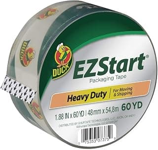 Duck Brand EZ Start Packaging Tape, 1.88"x60 yd Roll, 3" Core, Single Roll, Clear (299002)
