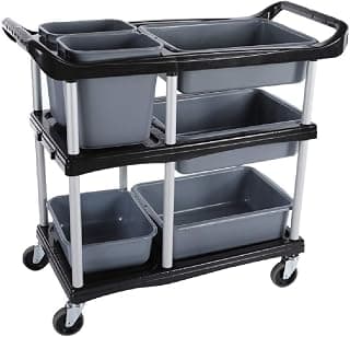 Movable Hand Trucks Household Serving Cart 3-Tiers Storage Cart, with Wheels, Commercial Collecting Dining Car, Hotel Restaurant Delivery Tableware Car