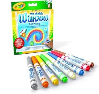 Crayola; Washable Window Markers; Art Tools; 8 Bright, Bold Colors; Works on All Glass Surfaces