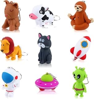 9 Pieces Nurse Flashlight Pediatric, Nurse Flashlight Keychain, Animal Flashlight Puppy Keychain Lion Cow Sloth Cat Astronaut Rocket Flashlight Keychain Pen Lights for Nurses Badge Reel, 9 Styles