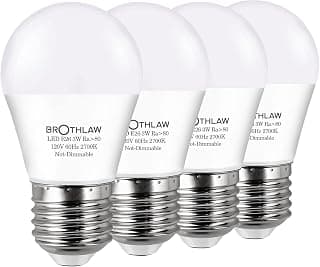 Brothlaw 25 Watt Equivalent Light Bulbs, A15 LED Bulb 3W E26 Base 2700K Warm White Low watt Light Bulbs,Nightstand Light Bulb, Table Lamp Bulb, 4 Pack