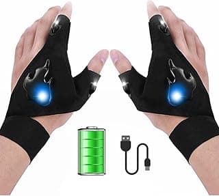 LED Flashlight Gloves Rechargeable Hands Free Light Gloves Halloween Christmas Gift Gadgets Tools for Outdoor Camping Fishing M FlashlightGloves