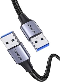 UGREEN USB Cable USB 3.0 A to A Cable Male to Male 5Gbps Data Transfer Cord Nylon Braided Cable for Hard Drive Enclosure, TV Box, Modem, Camera, Printer, Laptop Cooling Fan, 6ft