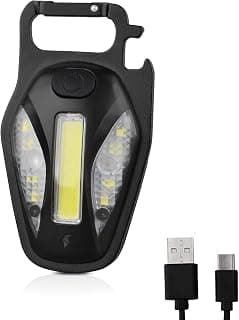 500 Lumens LED USB Handheld Waterproof Rechargeable COB Flashlight,Mini Flashlight Keychain Inspection Emergency Light, Magnetic Portable Work Light with Foldable Stand,for Camping,Repair,Emergency