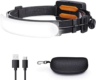 Rechargeable Headlamp,7500mAh 1500 Lumen Super Bright Wide-Beam Led Head Lamp,Hard Hat Light,Head Light Band,Headlights for Head,USB-C Flashlight Headband,Strip COB Headlamps for Adults Camping Hiking