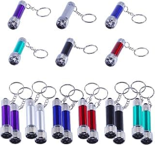 Antner 18 Pieces Mini LED Flashlight Keychain 5 Bulbs 2.7 Inch Flashlight Key Chain Toy for Kids Party Favors, Camping, Travel, Home or Office(Battery Included)