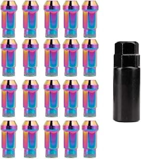 20PCS Wheel Lug Nuts, Acouto 304 Stainless Steel M12*1.25 Acorn Extended Open End Wheel Racing Lug Nuts with Key