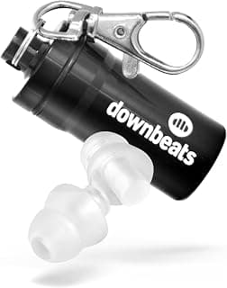 DownBeats - Ear Plugs for Noise Reduction at 18 dB, Original DownBeats Ear Plugs for Concerts, Music, and Musicians, Clear Pair with Black Case