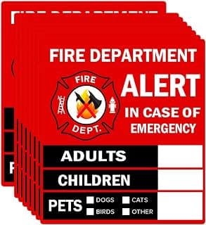 Emergency Alert People and Pet Finder Sticker/Decal - Adults, Children and Pets, 4X4.5 inch Fire Department and Rescue Safety Alert Decal for Window and Door Application (8 Pack)