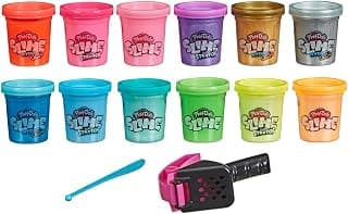 Play-Doh Slime: Super Stretch, and HydroGlitz 12 Color Variety Pack for Kids 3 Years and Up, 1.8-Ounce Cans, Non-Toxic, Assorted Colors, Includes 2 Tools