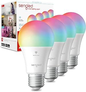 Sengled Smart Bulb, WiFi Light Bulbs, Color Changing Light Bulb, Smart Light Bulbs that Work with Alexa & Google Assistant, A19 RGB Alexa Light Bulb No Hub Required, 60W Equivalent 800LM CRI>90, 4Pack