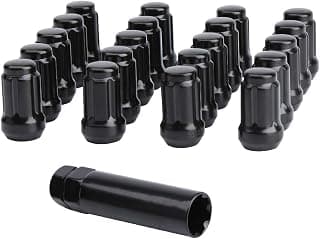 Dynofit 12x1.25 Lug Nuts for Aftermarket Wheels, 20pcs 6 Spline/Point 12mmx1.25 Lugnuts Tuner Conical/Cone Seat Rims with 19mm 21mm Hex Socket Key