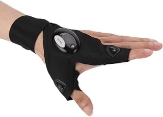 LED Flashlight Gloves,Large Hands Fingerless LED Light Gloves,Stretchy Fingerless Light Gloves Gadget for Repairing Electrician Mechanic DIY Handmade Gifts for Men Women Guy