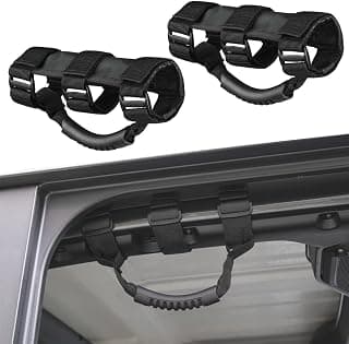 Wocch Roll Bar Grab Handles Paracord Grip Handle for 1955-2022 Jeep Wrangler YJ TJ JK JKU JL JLU & Gladiator JT & UTV ATV Fits 2”-3” Cages (Black)
