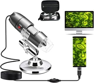 USB Microscope Camera 40X to 1000X, Cainda Digital Microscope with Metal Stand and Carrying Case Compatible with Android Windows 7 8 10 11 Linux Mac, Portable Microscope Camera