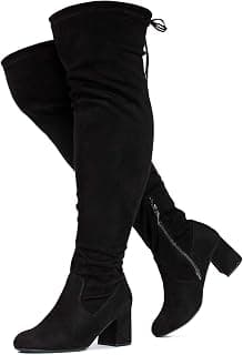 Women's Wide Calf Wide Width (Plus Size Friendly) Block Heel Stretchy Over The Knee Boots
