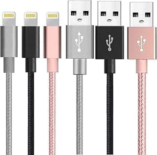 iPhone Charger MFi Certified Lightning Cables for iPhone 3Pack 5FT/1.5M Nylon Braided USB Charging Syncing Cord Compatible with iPhone 13 12 11 Pro Max XS XR X 8 7 6 6S Plus SE iPad iPod Nano